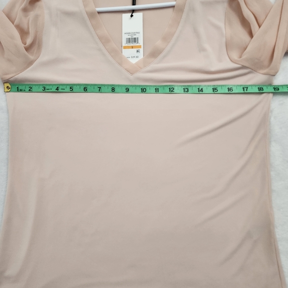 CALVIN KLEIN Women's Long Sleeve V Neck Lightweight‎ Sheer Stretch Top Small NWT - Picture 6 of 8